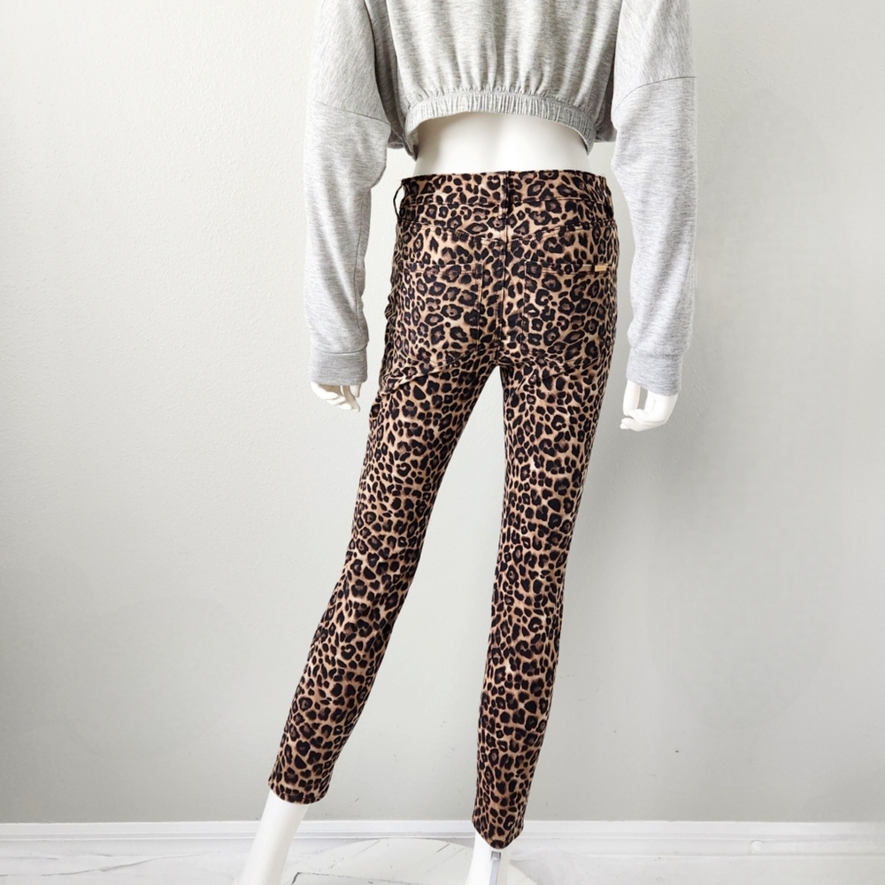 WHBM Sculpting High Waist Ankle Pants With Stretch, Brown & Black Leopard Size 0 - Picture 3 of 15